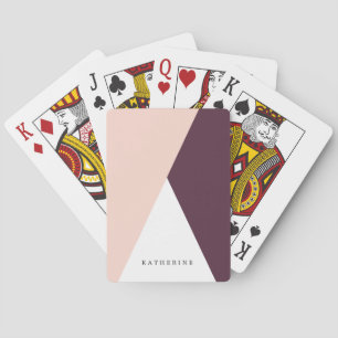 Elegant  trianglar för rosa och burgundära geometr casinokort