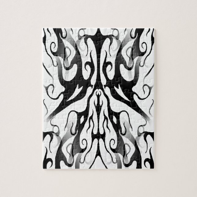 Elegant Tribal Tattoo Digital Black and White Pussel (Vertikal)