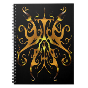 Elegant Tribal Tattoo - guld on black Anteckningsbok