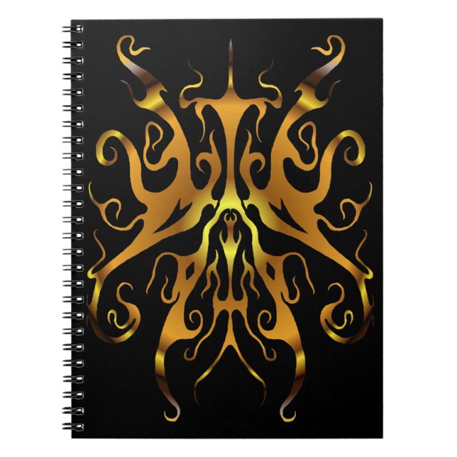 Elegant Tribal Tattoo - guld on black Anteckningsbok (Framsidan)