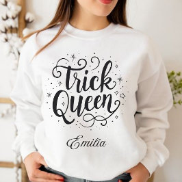 Elegant Trick Queen Namn Halloween Calligraphy T Shirt