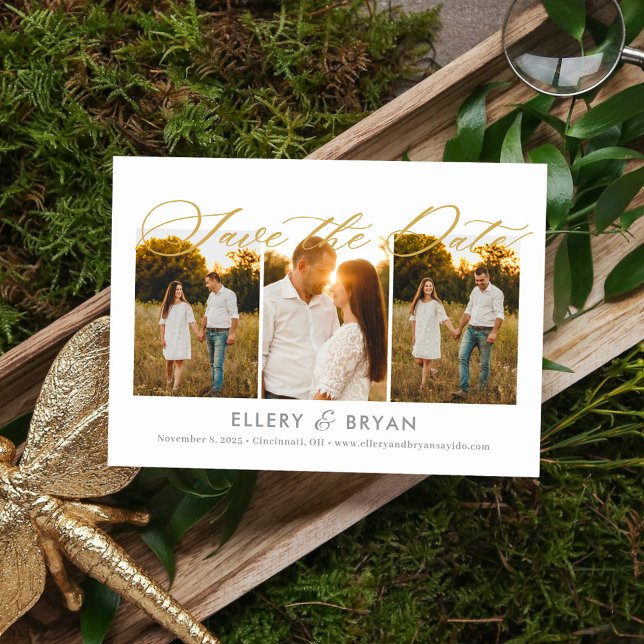 Elegant Trio Editable Färg Spara datumkortet Inbjudningar (Skapare uppladdad)