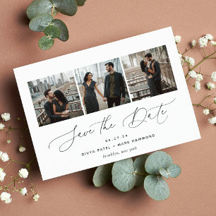 Elegant Trio Flerfoto Spara Datumet