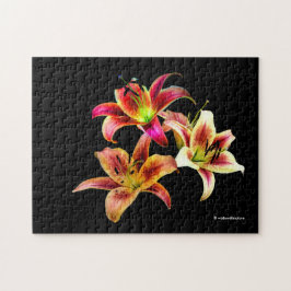 Elegant Trio of Gult Rosa Daylilies Blommigt Pussel