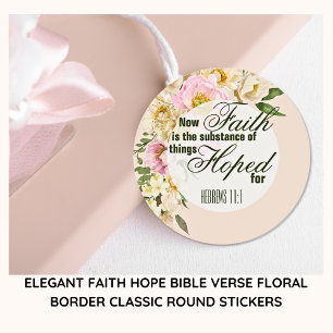 Elegant TRO & HOPP Bibelvers Floral kant Runt Klistermärke