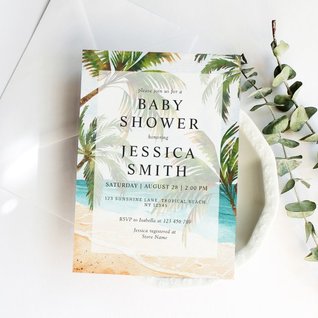 Elegant Tropical Beach Baby Shower Inbjudningar (Skapare uppladdad)