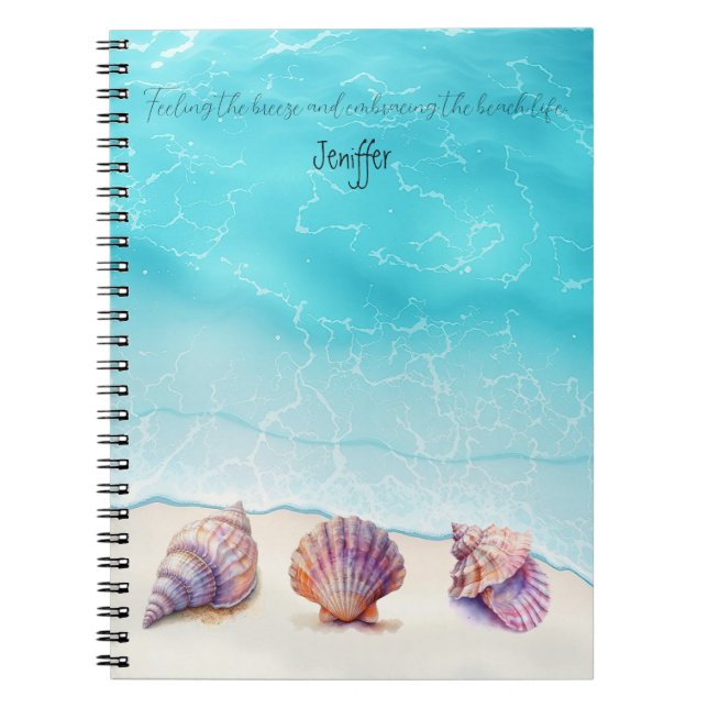 Elegant Tropical Beach Seashells Pearls Nautical Anteckningsbok (Framsidan)