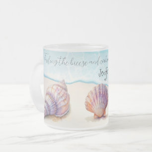 Elegant Tropical Beach Seashells Pearls Nautical Frostad Glasmugg
