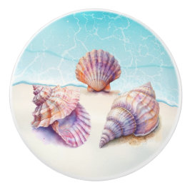 Elegant Tropical Beach Seashells Pearls Nautical Knopp