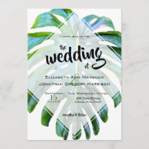 Elegant Tropical Beach Wedding Monstera Löv