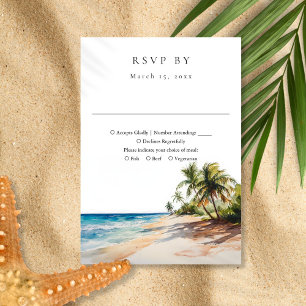 Elegant Tropical Beach Wedding Watercolor OSA Kort