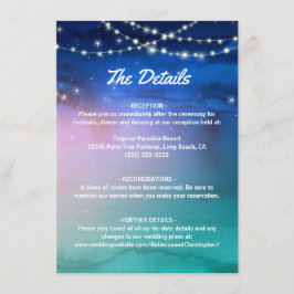 Elegant Tropical Beach Wedding Watercolor Tilläggskort