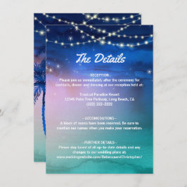 Elegant Tropical Beach Wedding Watercolor Tilläggskort