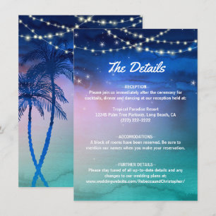 Elegant Tropical Beach Wedding Watercolor Tilläggskort
