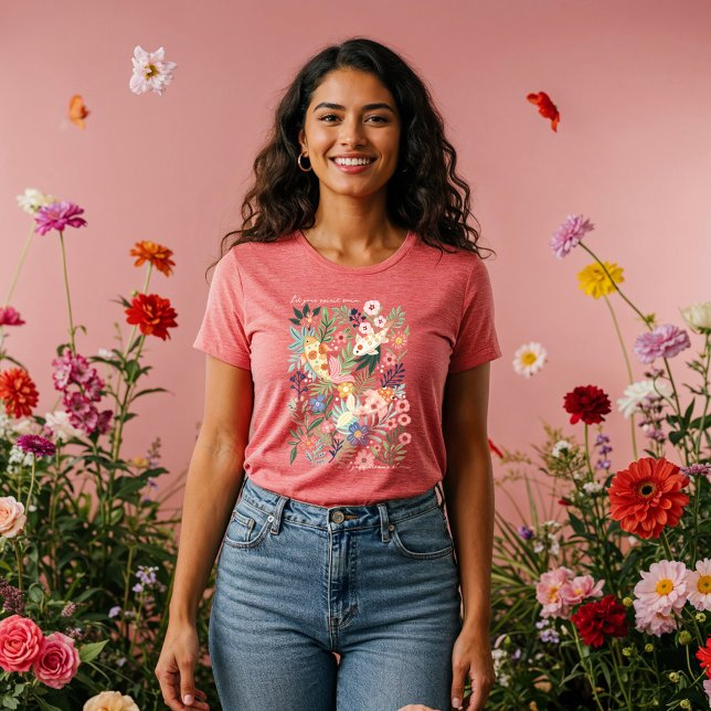 Elegant Tropical Blommigt Botanical Koi Fish Pond T Shirt (Elegant Tropical Floral Botanical Koi Fish Pond Tri-Blend Shirt)