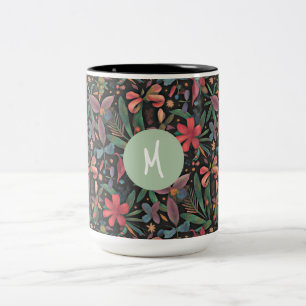 Elegant Tropical Blommigt & Botanical Två-Tonad Mugg