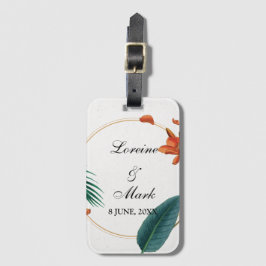 Elegant Tropical Blommigt Bröllop Bagagebricka