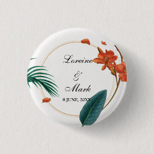 Elegant Tropical Blommigt Bröllop Knapp