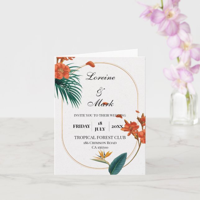Elegant Tropical Blommigt Bröllop Kort (Orkide)