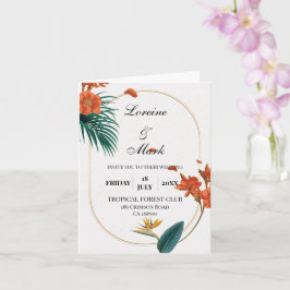 Elegant Tropical Blommigt Bröllop Kort