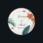 Elegant Tropical Blommigt Bröllop Magnet<br><div class="desc">Utformningen har en vacker och levande tropiska blommigt som är elegant och sofistikerad. Den lush grey och de pulserande blommorna är en perfekt som representerar skönheten och charmen hos ett tropiskt bröllop. Elegantens typografi och eleganta layout kompletterar den tropiska blommigtens utformning och skapar en sammanhängande och visuellt tilltalande utformning som...</div>