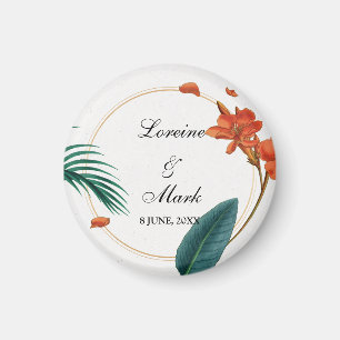 Elegant Tropical Blommigt Bröllop Magnet