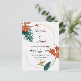 Elegant Tropical Blommigt Bröllop Vykort
