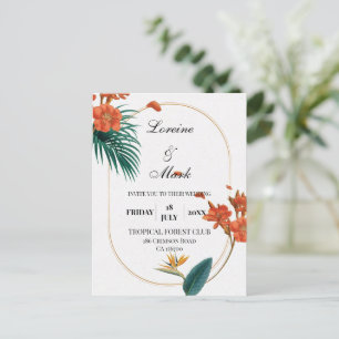 Elegant Tropical Blommigt Bröllop Vykort