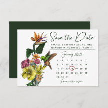 Elegant Tropical Blommigt Calendar Spara datum