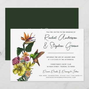 Elegant Tropical Blommigt Greenery Summer Bröllop  Inbjudningar