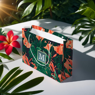 Elegant Tropical Blommigt Modern Monogram från Gul