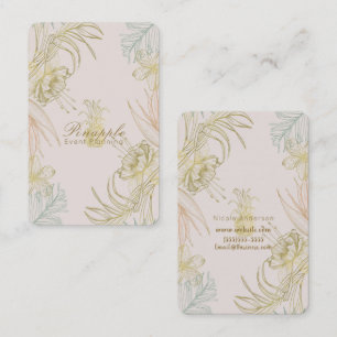 Elegant Tropical Botanical Blommigt Guld  Chic Visitkort