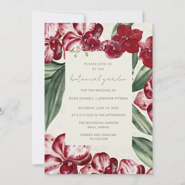 Elegant Tropical Botanical Garden Wedding  Inbjudningar (Framsida)