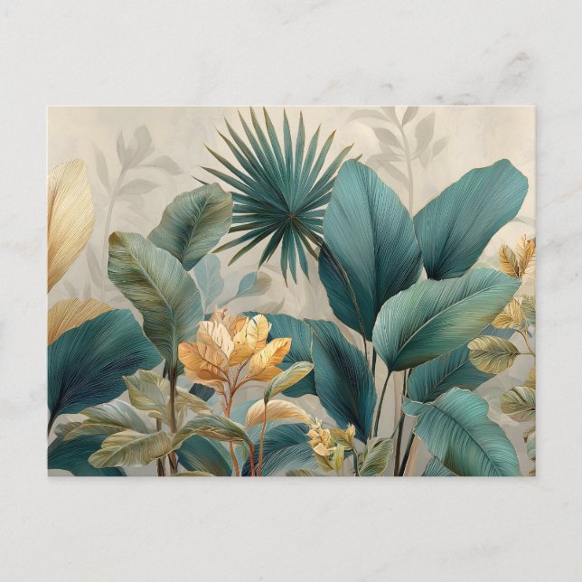 Elegant Tropical Botanical Wall Mural Vykort (Framsida)