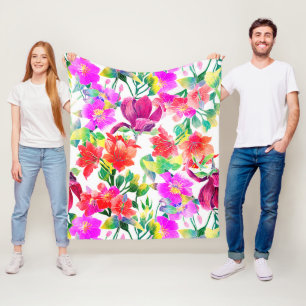 Elegant Tropical Colorful Flowers Fleecefilt