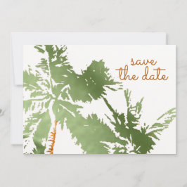 Elegant Tropical Copper Handflatan Träd Beach Wedd Spara Datumet