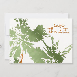 Elegant Tropical Copper Handflatan Träd Beach Wedd Spara Datumet