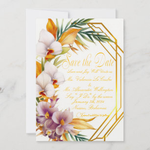 Elegant Tropical Destinations Wedding Spara datum Inbjudningar