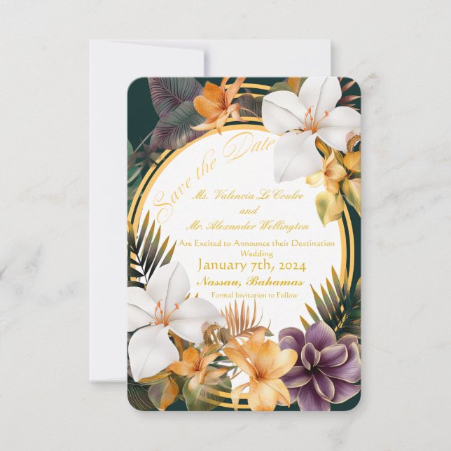 Elegant Tropical Destinations Wedding Spara datum Inbjudningar (Framsida)