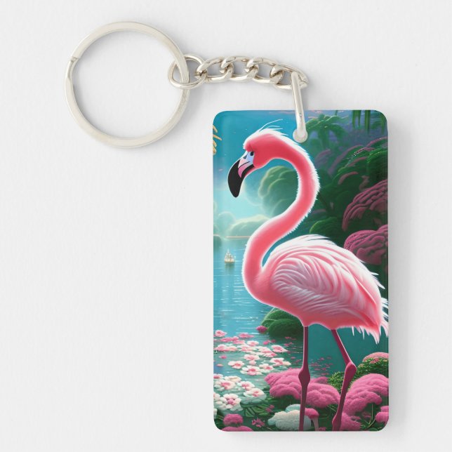 Elegant Tropical Flamingo-70852 Nyckelring (Framsidan)