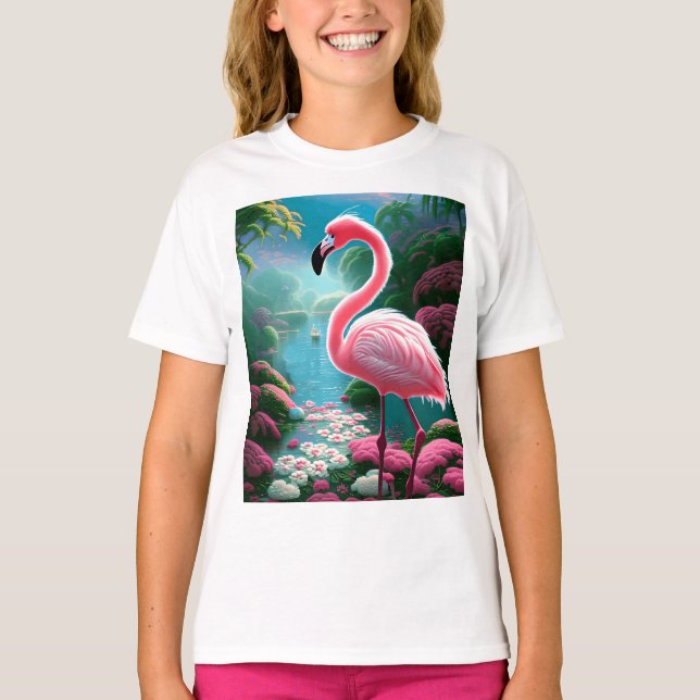Elegant Tropical Flamingo-70852 T Shirt (Framsida)