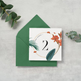 Elegant Tropical Flowers Bröllop-Bordsnummer Tack Kort