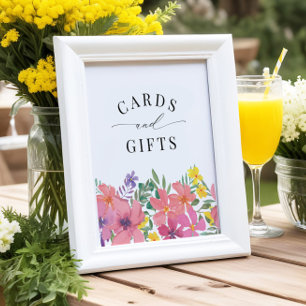 Elegant Tropical Flowers Card and Gifts Sign Poster