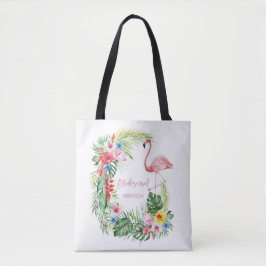 Elegant Tropical Flowers Flamingo Bridesmaid Tygkasse