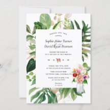 Elegant Tropical Garden Flowers Guld Bröllop