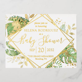 Elegant Tropical Gender Neutral Baby Shower Guld