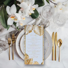 Elegant Tropical Gilded Guld Monstera Bröllop Meny