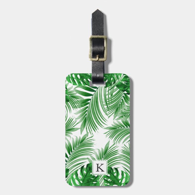 elegant Tropical green palm leaf pattern Bagagebricka (Vertikal Framsida)