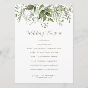 Elegant Tropical Grey Bröllop tidslinje Program