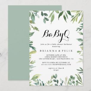 Elegant Tropical Grönt BabyQ Baby Shower Barbecue Inbjudningar